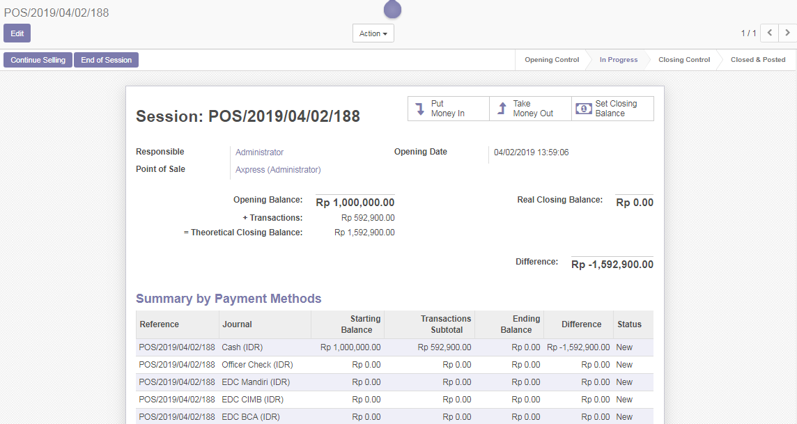 Melakukan Set Closing Balance System Documentation